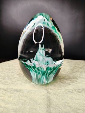 Signed Paperweight Green & White 1996 Charles Friedman